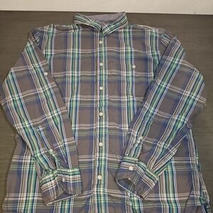 urban pipeline Plaid Button-Down Shirt in Blue, Green & Gray